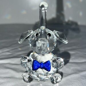 Crystal Elephant with blue bow tie